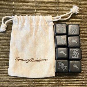 Tommy Bahama Black Whiskey Stones Set with Pouch